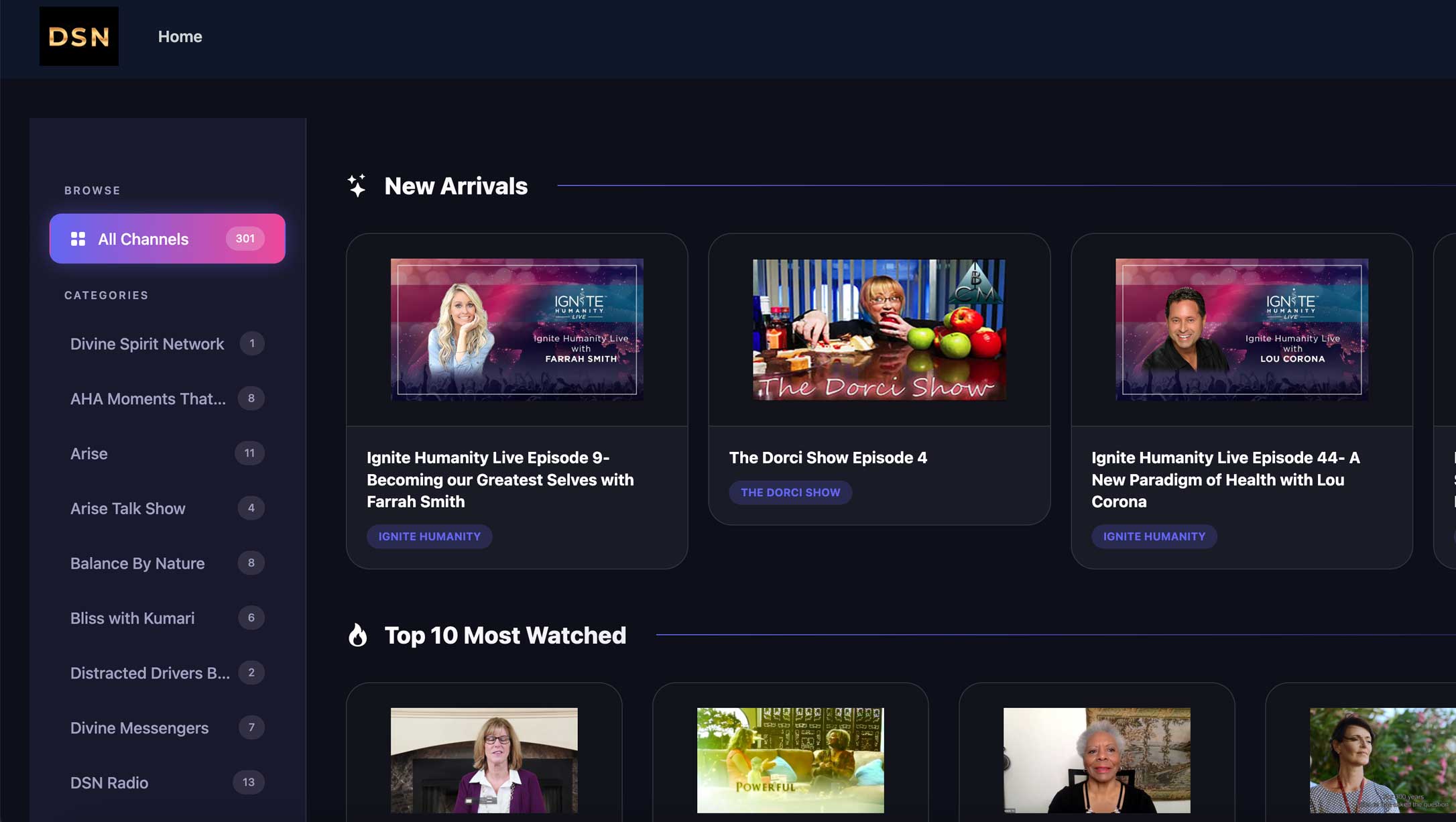 Website agregador de vídeos integrado ao canal
